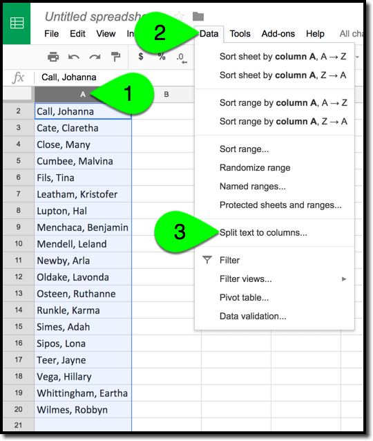 How To Separate Names In Google Sheets